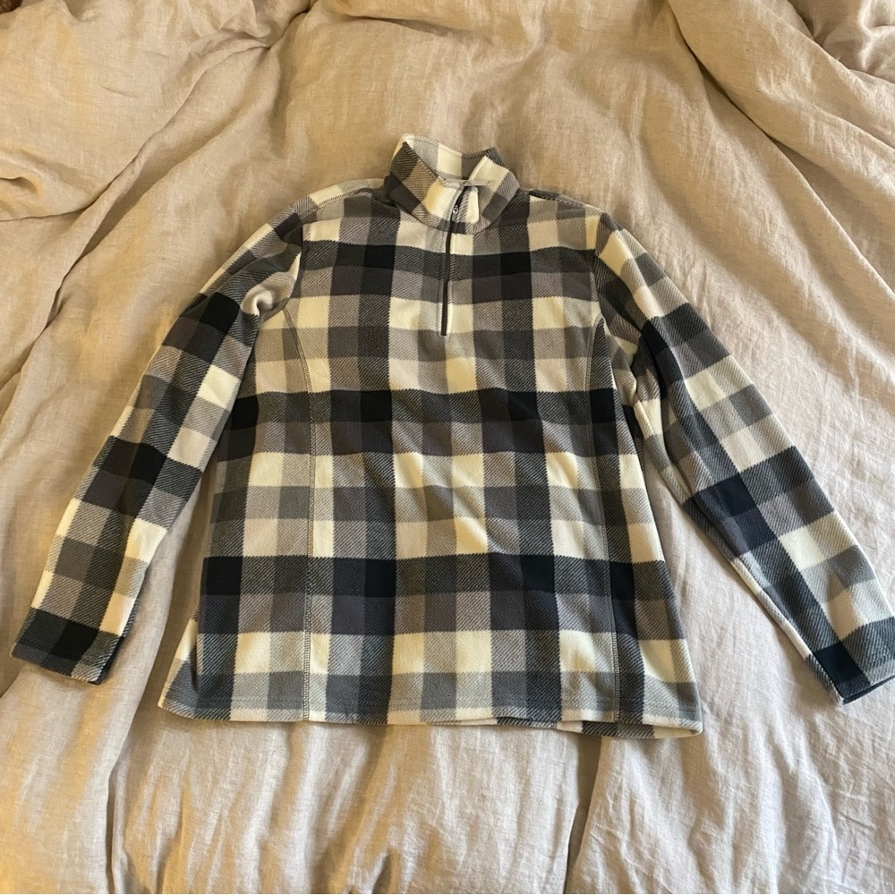 Lands End Plaid Quarter Zip